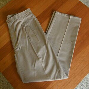 VTG LL Bean 70s Career Preppy Pleated Front Straight Leg Tan Chino Khakis 36x34